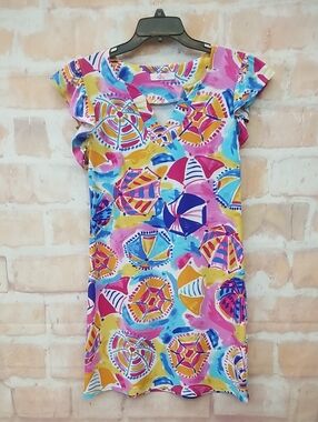 Aryeh Colorful Beach Umbrella Print Shift Dress